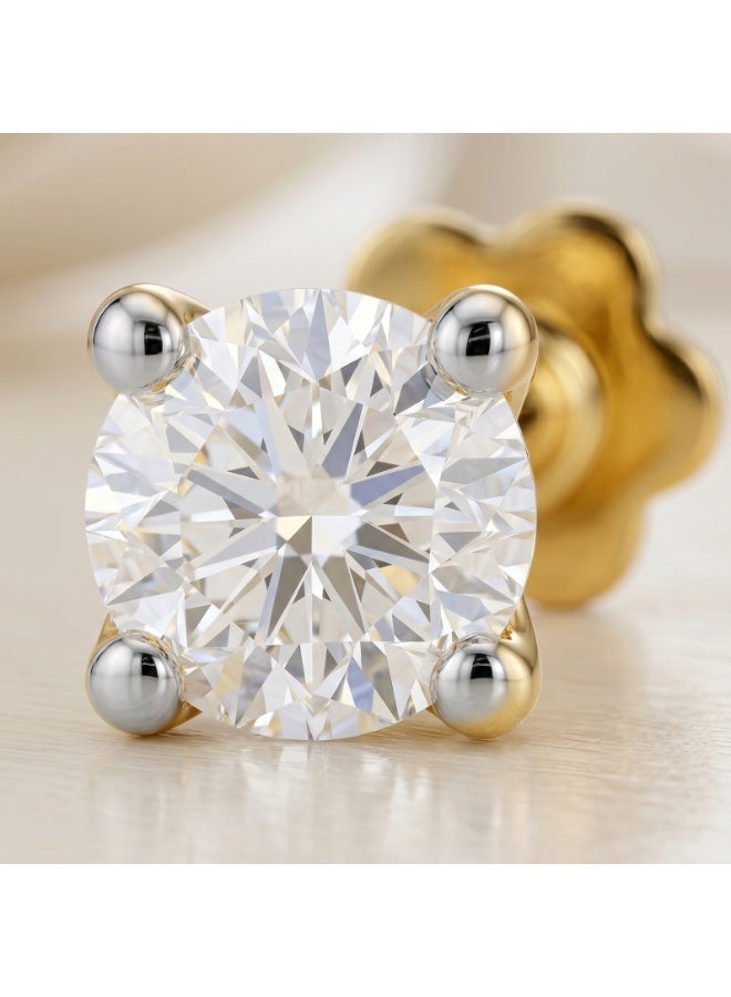 BAFLEH JEWELLERY 18k Gold Single Stone Diamond Nose Stud By Bafleh Jewellery - Image 3