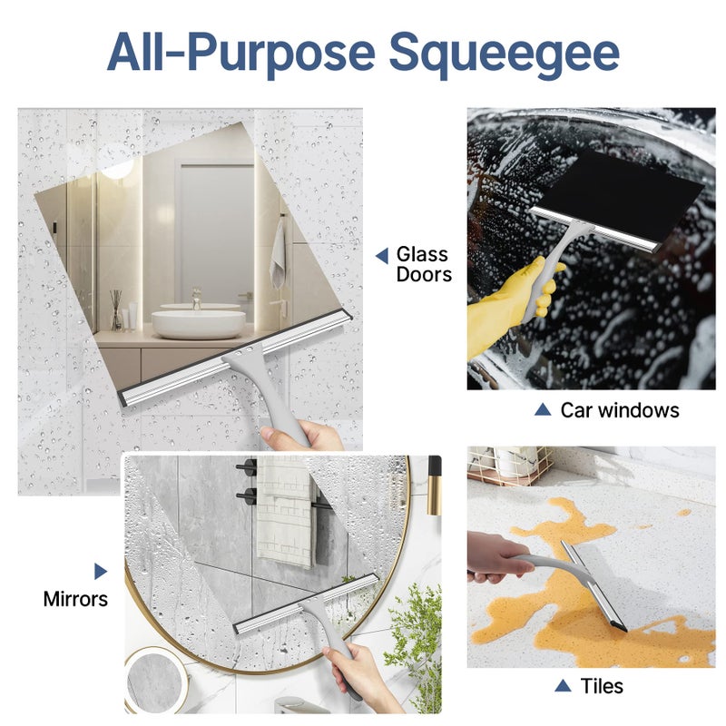 AmazerBath Squeegee for Shower Glass Door, All-Purpose Squeegee with Hook for Shower Doors, Windows, Mirrors, Tiles and Car Glass, 10 Inches - Image 4