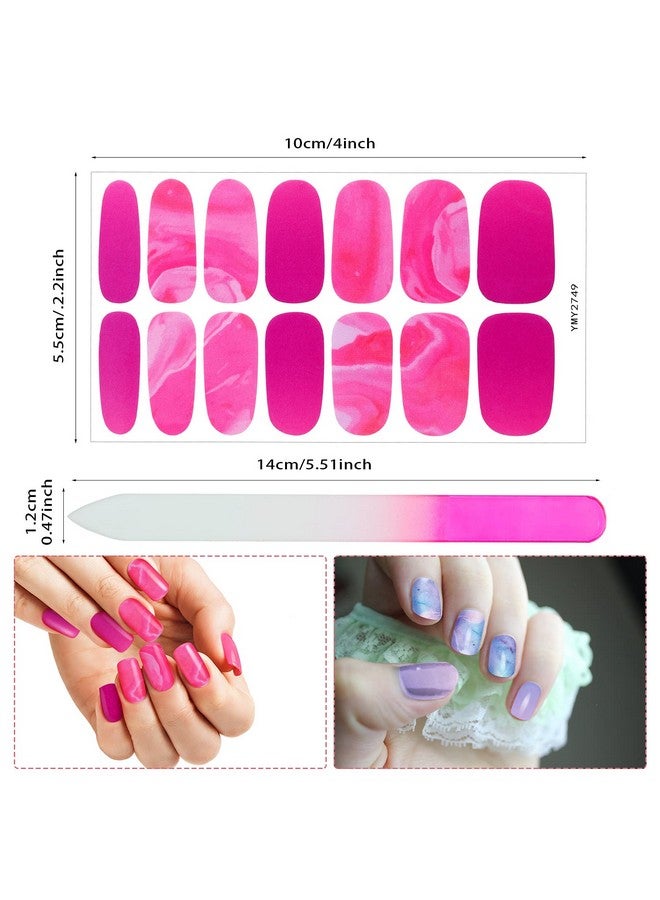 Maitys 168 Pieces 12 Sheets Full Wrap Nail Polish Stickers Self Adhesive Glitter Gradient Marble Color Nail Decal Strips With Glass Nail File For Women Girls Diy Nail Craft (Lovely Style) - Image 4