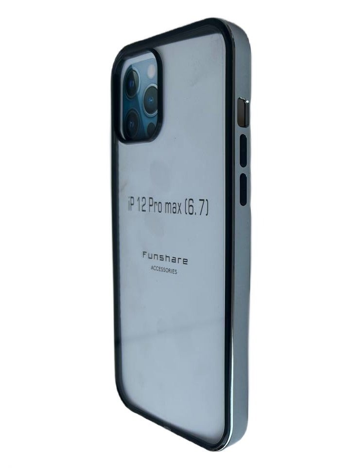 FunShare Clear Case with Metal Side for iPhone 12 Pro / 12 Pro Max / 13- Silver - Image 2