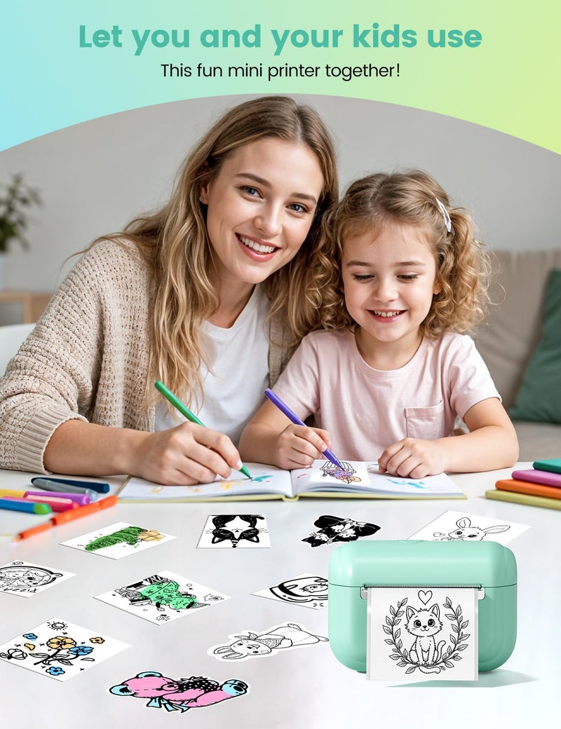 Memoking Mini Printer - Portable Sticker Printer Q02E, Pocket Thermal Inkless Sticker Maker Bluetooth Print Pod Small Receipt Printer for Study Note,Diagrams, Scrapbook, Journal, Gift, DIY - Image 3