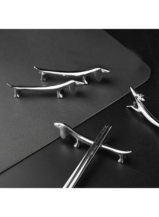 Silvery Zinc Alloy Dog Shaped Chopstick Holder Kitchen Accessory 1pc - Image 4