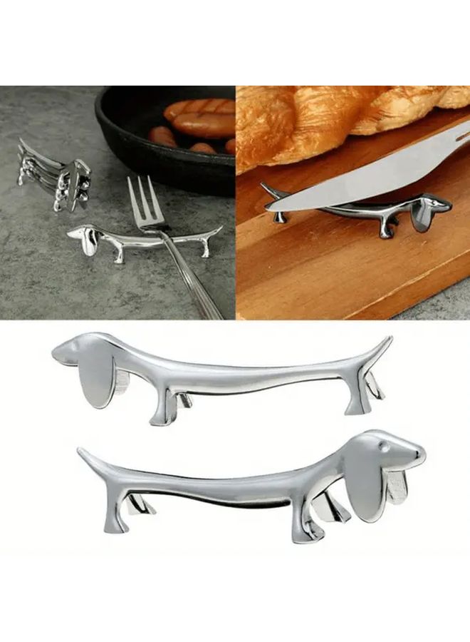 Silvery Zinc Alloy Dog Shaped Chopstick Holder Kitchen Accessory 1pc - Image 5