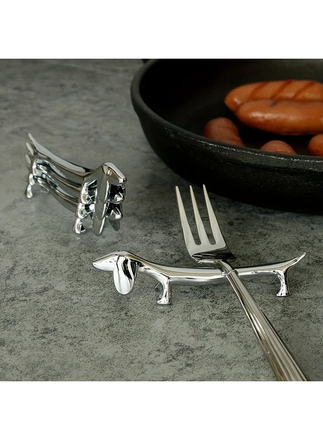 Silvery Zinc Alloy Dog Shaped Chopstick Holder Kitchen Accessory 1pc - Image 2