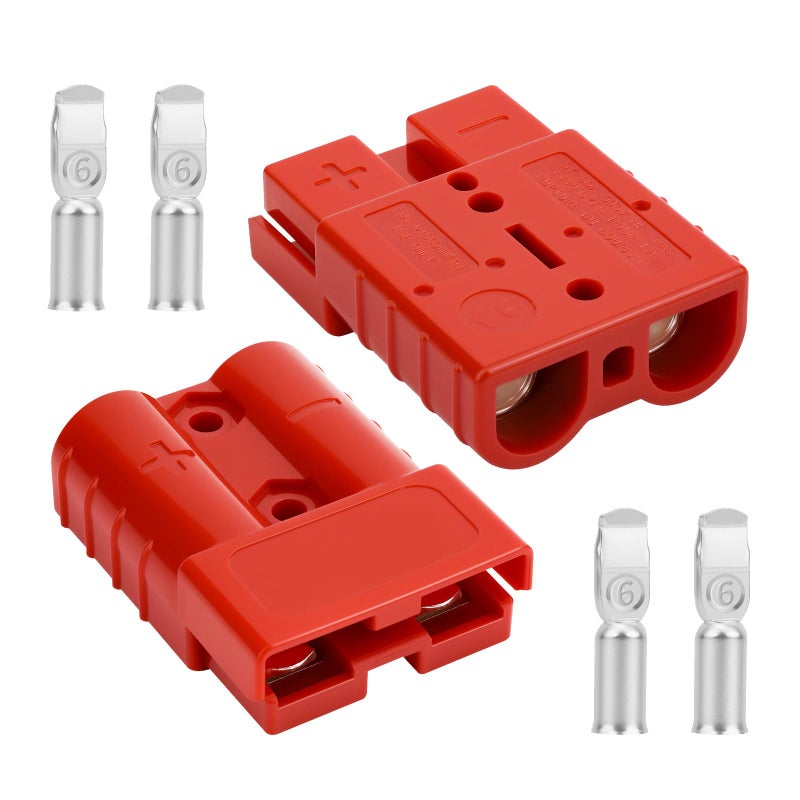 OXDFK 50A600V Battery Quick ConnectDisconnect with 781012 AWG 2 PCS Jumper Cable Plug Connector Compatible with Anderson Connector for Rescue Winch Motor Recovery Red - Image 3