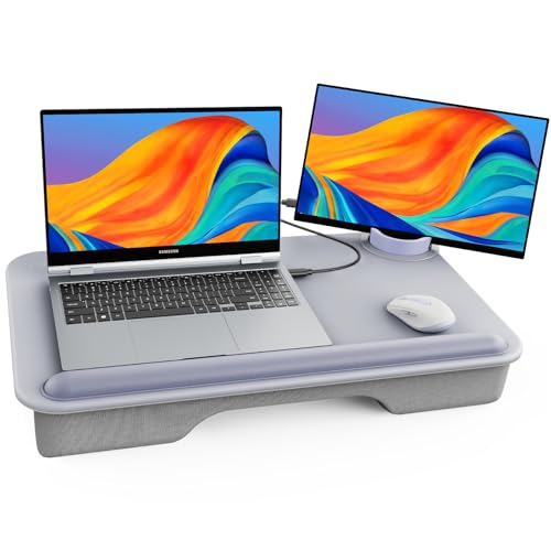 SAIJI Laptop Lap Desk for BedFits Up to 17 Laptops MacBookLightweight Tray Table with Soft Leather Wrist PadSturdy PhoneTablet Holder Laptop Stand with Cushion for Home OfficeGaming On Couch - Image 1