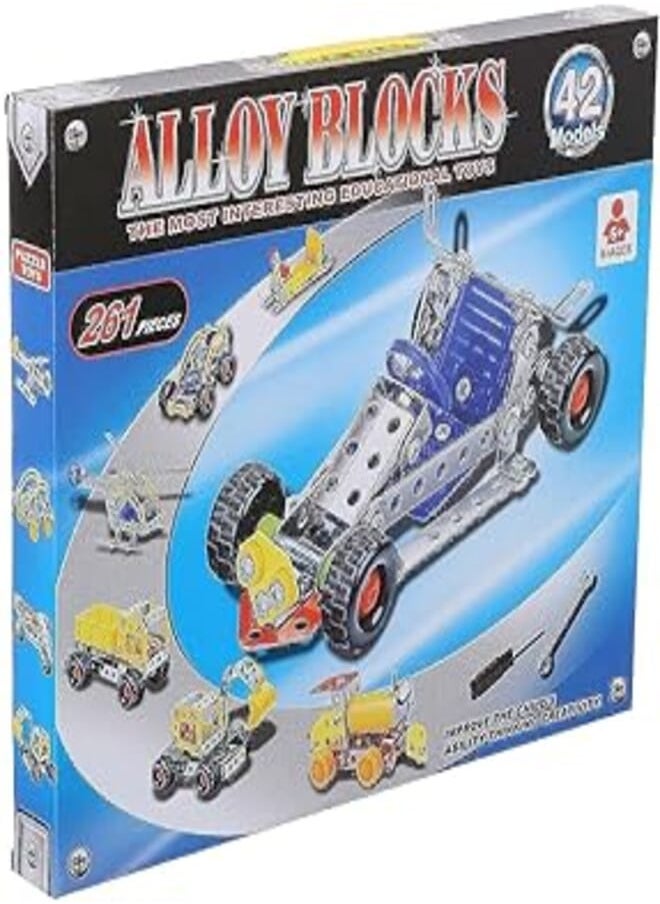 alloy Blocks Toy for Kids, 42 Models, 261 Pieces, Multi Color 