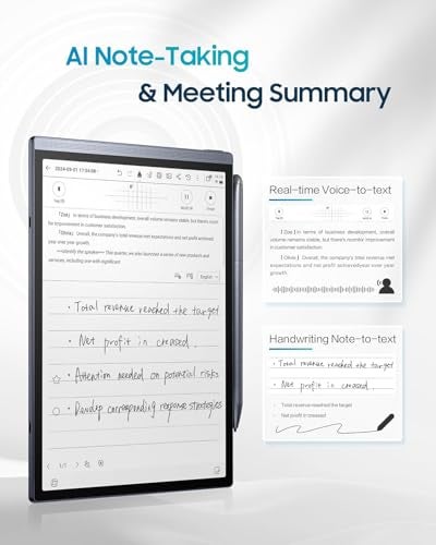 iflytek AINOTE Air 282inch E Ink Tablet for Meetings AI Note Taking Tablet with Blue Folio CaseVoicetoText Transcription MultiLanguages Chatgpt SupportDigital Notebook for WorkStudy - Image 3