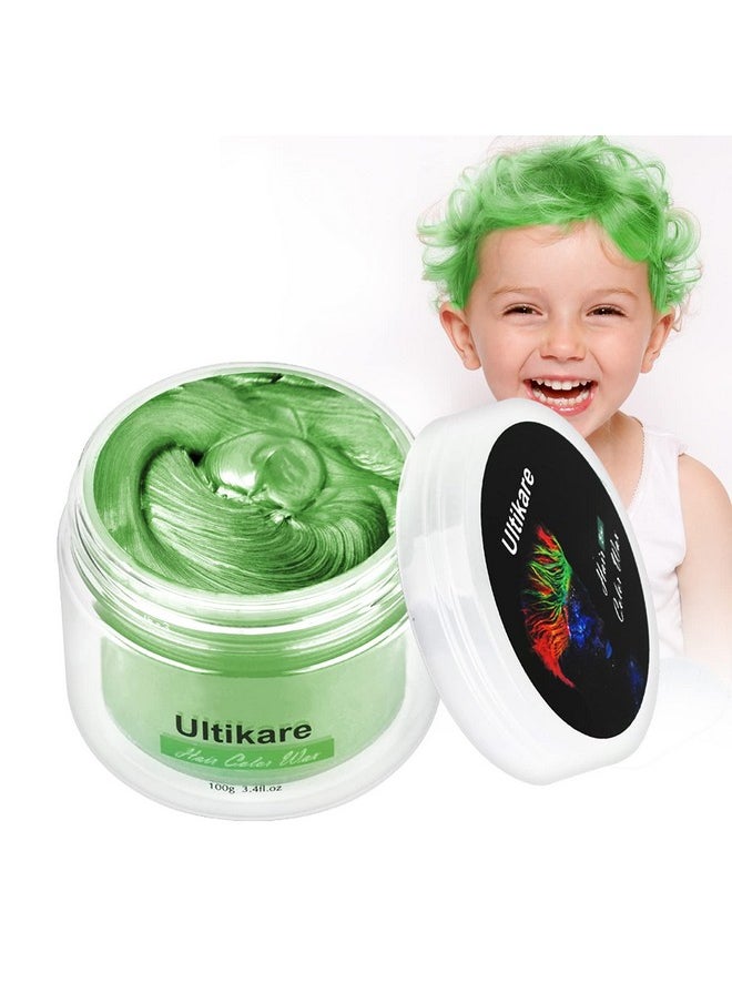 Ultikare Green Hair Dye Wax, Ultikare Temporary Hair Color for Kids 3.4 Fl Oz Washable Natural Hair Wax Color Dye Mud Cream DIY Hairstyle Clay For Halloween, Cosplay, Party, Christmas Gift Boys  - Image 1