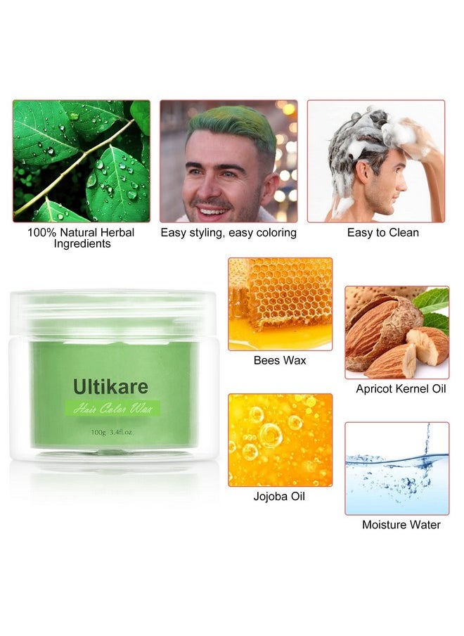 Ultikare Green Hair Dye Wax, Ultikare Temporary Hair Color for Kids 3.4 Fl Oz Washable Natural Hair Wax Color Dye Mud Cream DIY Hairstyle Clay For Halloween, Cosplay, Party, Christmas Gift Boys  - Image 3