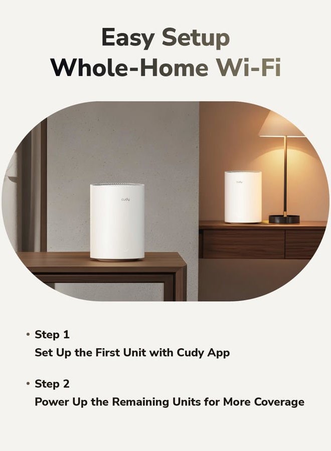 cudy Dual Band BE3600 WiFi 7 Wi-Fi Mesh System, 3.6 Gbps 160 Mhz, Coverage up to 7000 Sq.ft, 3 Gigabit Ports, Multi-VPN Compatible, Cudy APP Control(M3600 3-Pack) - Image 5
