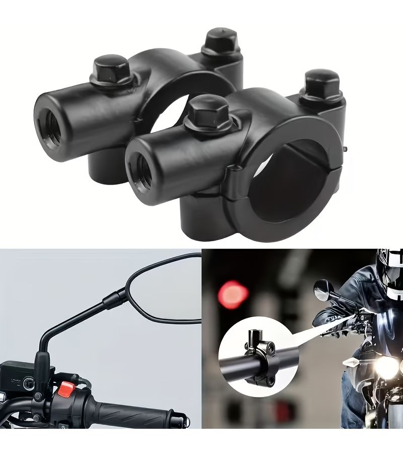 Black 10mm Motorcycle Rearview Mirror Base 4 Pack Mount Handlebar Adapter - Image 4