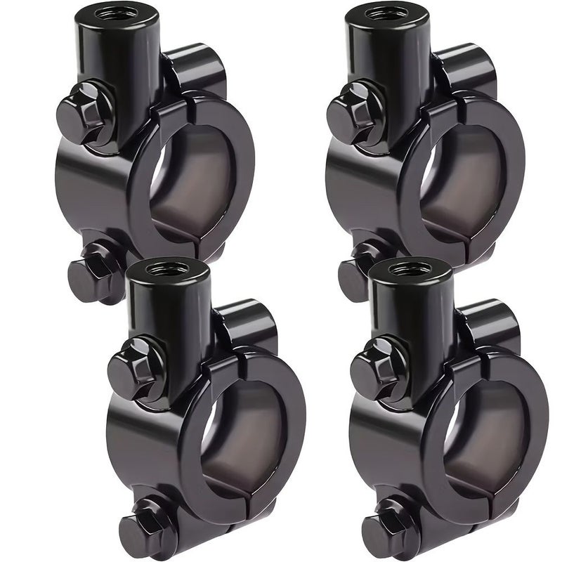 Black 10mm Motorcycle Rearview Mirror Base 4 Pack Mount Handlebar Adapter - Image 1