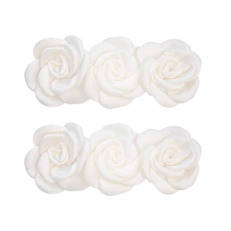 COLLBATH 2pcs Floral Hair Clips Milk Barrettes Spring Loaded Accessories for Women Birthday and Wedding - Image 1