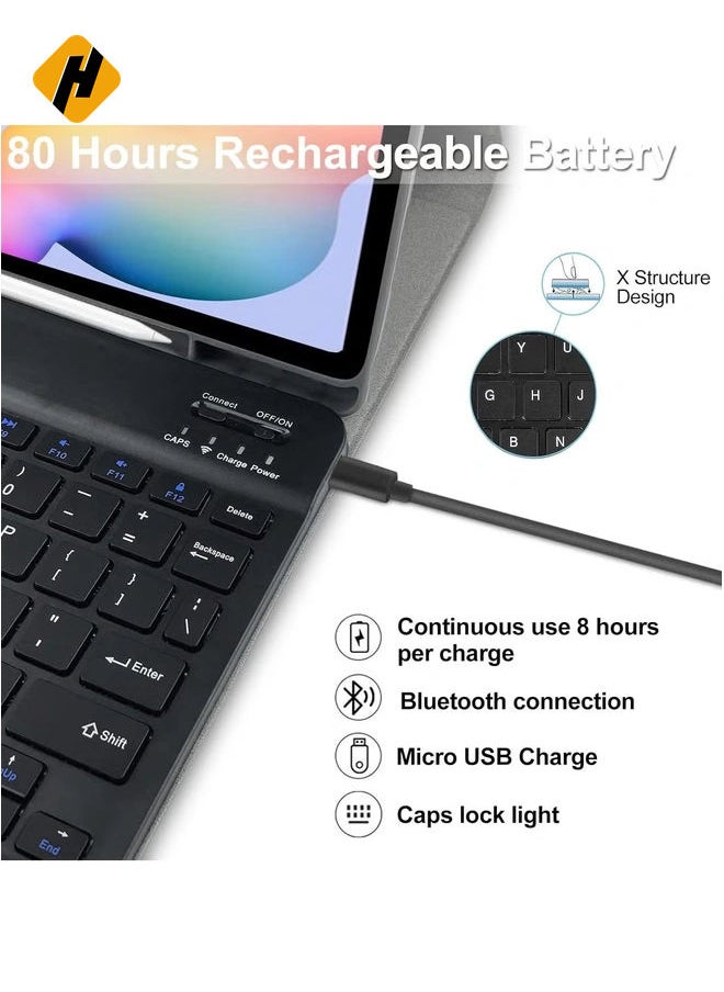 HuHa Keyboard Case for Samsung Galaxy Tab S6 Lite 10.4'' (SM-P610/P615/P613/P619, 2020/2022) – [Business Leather Folio Cover] [Detachable Magnetically Bluetooth Keyboard] [S-Pen Holder] (Black)  - Image 2
