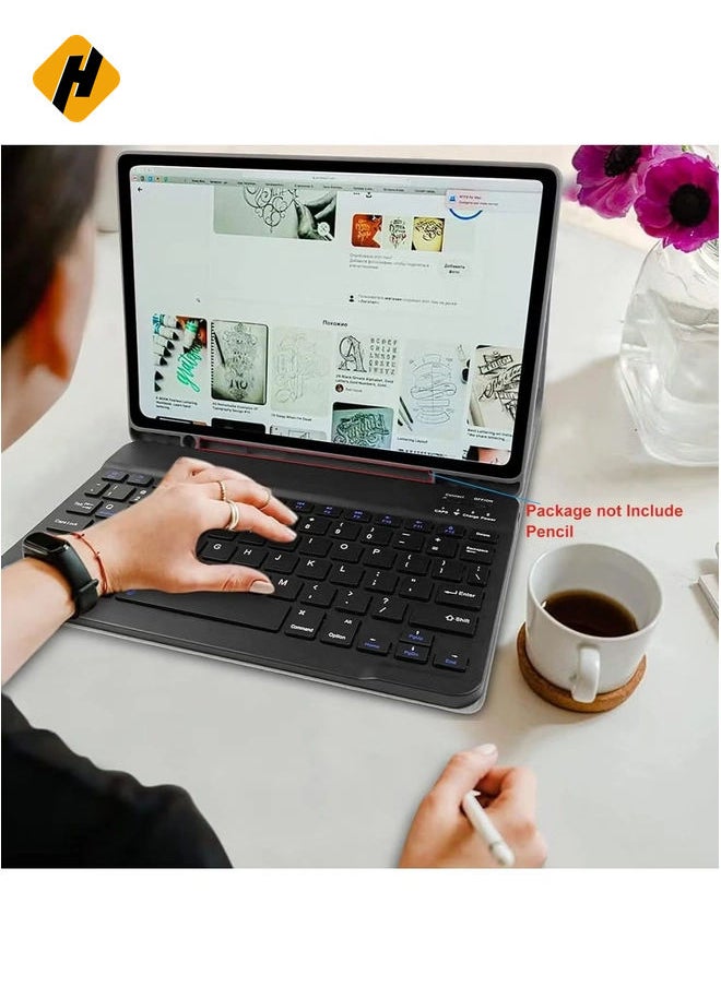 HuHa Keyboard Case for Samsung Galaxy Tab S6 Lite 10.4'' (SM-P610/P615/P613/P619, 2020/2022) – [Business Leather Folio Cover] [Detachable Magnetically Bluetooth Keyboard] [S-Pen Holder] (Black)  - Image 4