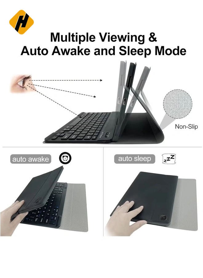 HuHa Keyboard Case for Samsung Galaxy Tab S6 Lite 10.4'' (SM-P610/P615/P613/P619, 2020/2022) – [Business Leather Folio Cover] [Detachable Magnetically Bluetooth Keyboard] [S-Pen Holder] (Black)  - Image 5