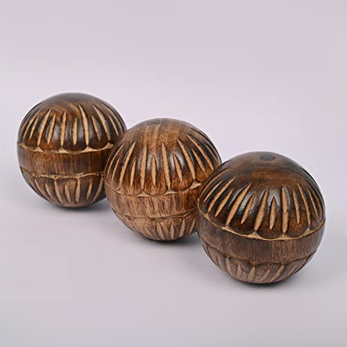 EDHAS Decorative Mango Wood Round Balls Set of 3 for Centerpiece or Individual Use Ideal for Use in Tray Bowl or Basket Decor - Image 4
