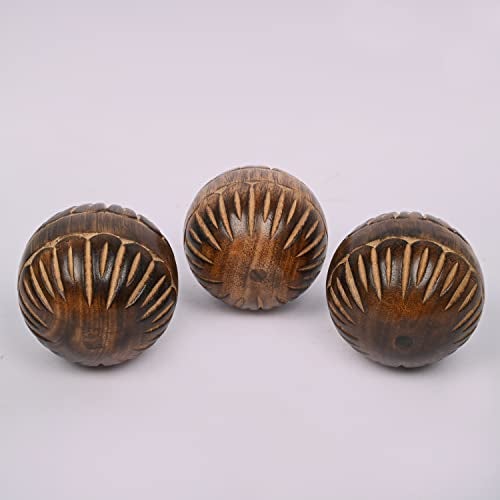 EDHAS Decorative Mango Wood Round Balls Set of 3 for Centerpiece or Individual Use Ideal for Use in Tray Bowl or Basket Decor - Image 3