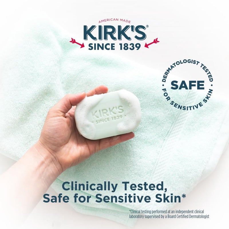 Kirk's Castile Bar Soap for Men, Women & Children - Made with Premium Coconut Oil, Sensitive Skin Formula, Vegan, Non GMO, Aloe Vera, 4 oz. Bars 6 Pack - Image 4