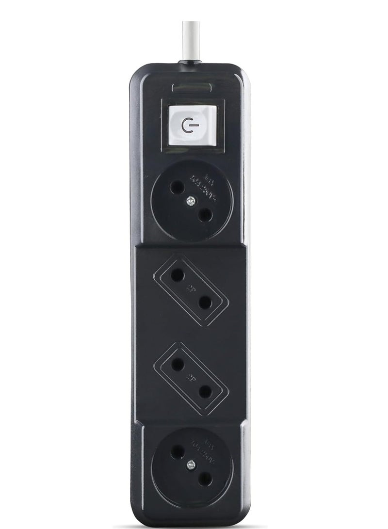 جي باور G-POWER GP351BK سلك كهربائي عالي الجودة بمقابس مزدوجة و4 منافذ طول السلك 4 متر - أسود - Image 1