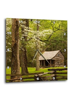3DROSE Dpp_89394_1 Tennessee Great Smoky Mountain Np Cades Cove Cabin Us11 Jwl0271 Joanne Wells Wall Clock 10 By 10"  - Image 1