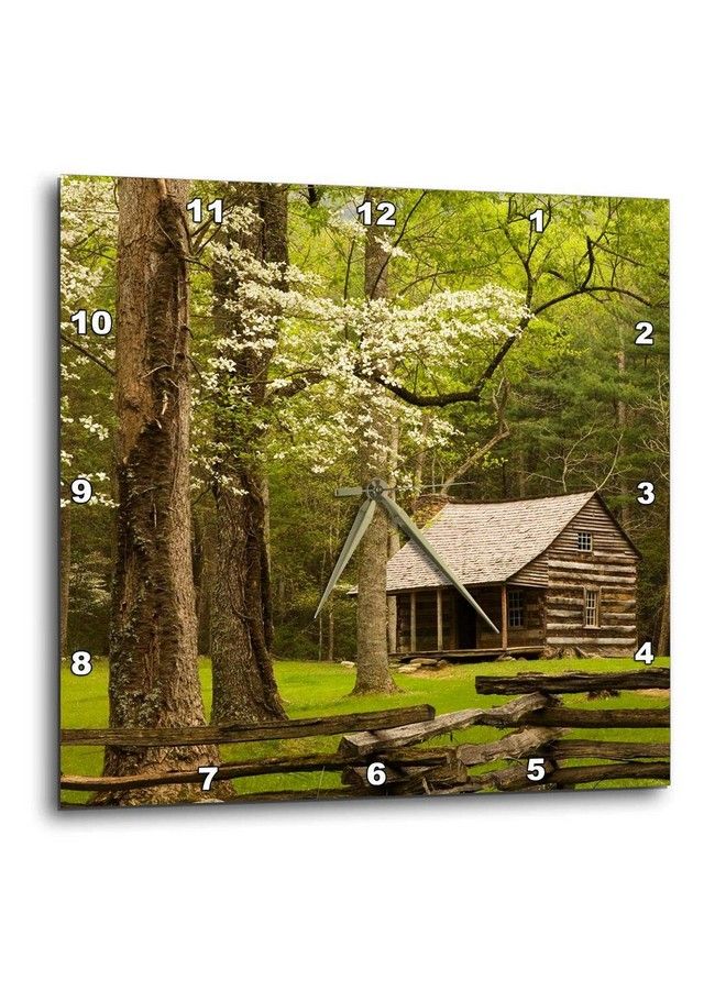 3DROSE Dpp_89394_1 Tennessee Great Smoky Mountain Np Cades Cove Cabin Us11 Jwl0271 Joanne Wells Wall Clock 10 By 10" - Image 2