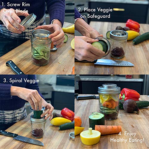 Jarware 3 in 1 Mason Jar Spiralizer Lid, Wide Mouth, Stainless Steel - Image 3