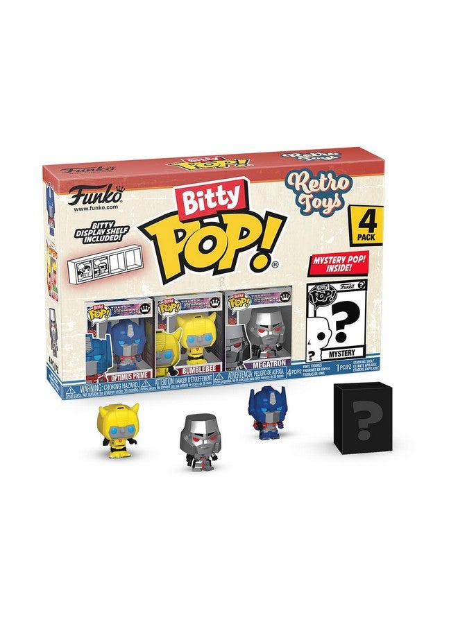 Funko Bitty POP Retro Toys - Transformers, 4-Pack and A Surprise Mystery Mini Figure - 0.9 Inch (2.2 Cm) - Transformers Classic Collectable - Stackable Display Shelf Included - Gift Idea - Image 1