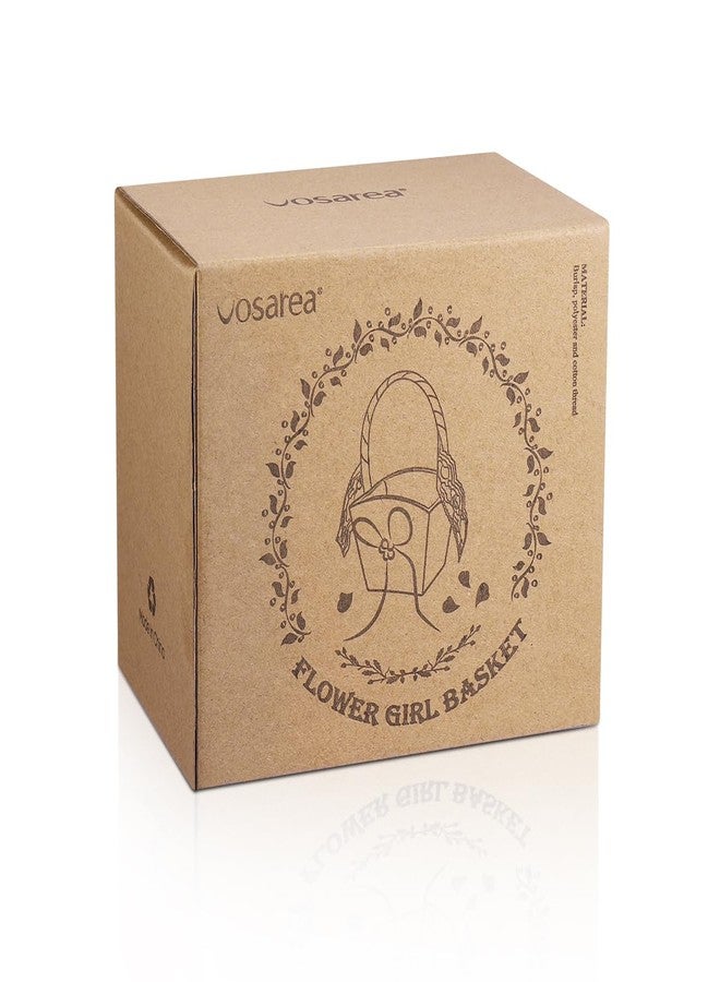 VOSAREA Girl Basket Burlap Wedding Girl Basket Rustic Wedding with Handle for Ceremony Girls Western Rustic Burlap Vintage - Image 4