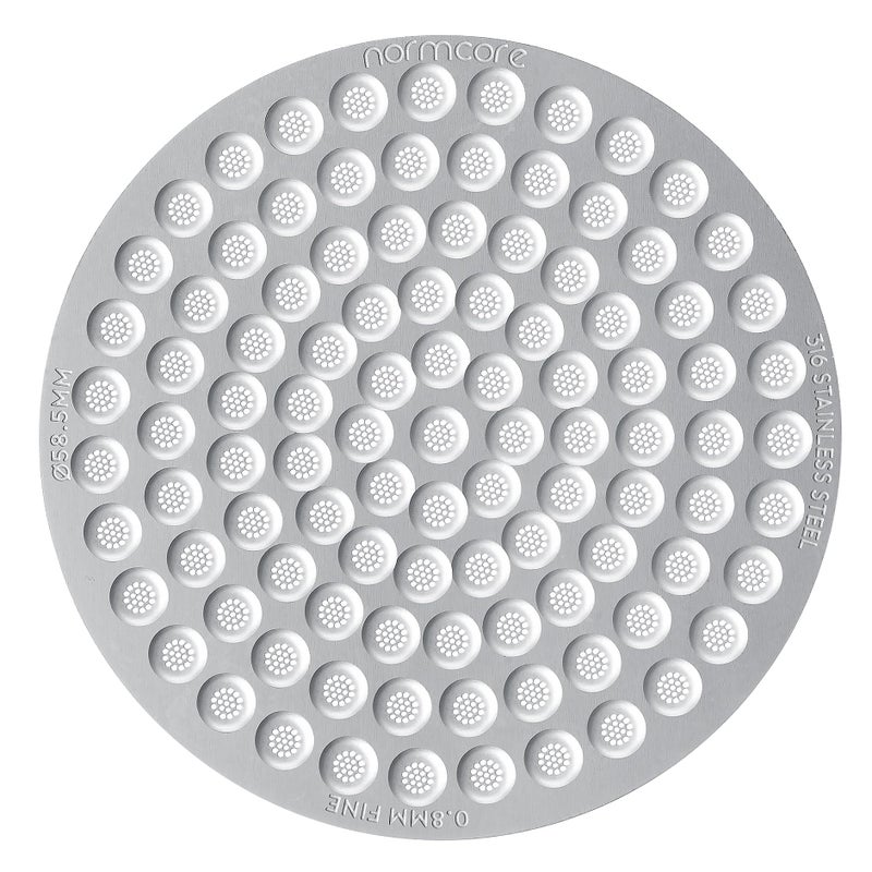 Normcore 585mm Puck Screen 08mm Thickness Lower Shower Screen Reusable Metal Filter for 58mm Portafilter Basket 316 Stainless Steel