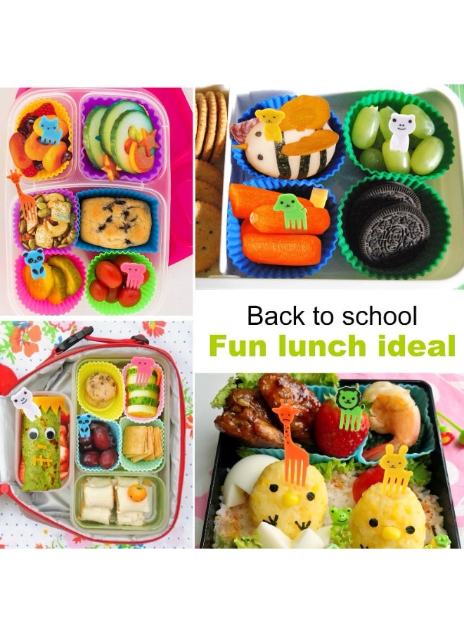 كيلا فواصل علب الغداء المصنوعة من السيليكون، 48 قطعة من فواصل علب الغداء بينتو مع 20 قطعة من أعواد الطعام لملحقات حاويات الغداء - Image 2