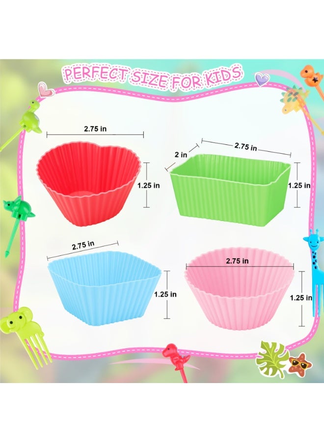 كيلا فواصل علب الغداء المصنوعة من السيليكون، 48 قطعة من فواصل علب الغداء بينتو مع 20 قطعة من أعواد الطعام لملحقات حاويات الغداء - Image 5