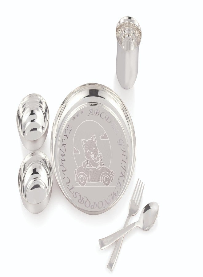 Silverglow BabyTom Silver Plated Dinner Set for Baby, Stainless Steel thali Set of 6, Silver Plated Dinner Set, Luxury dinnerware Set, Return Gift, Baby Dinner Set Steel, Pure Silver Dinner Set - Image 2