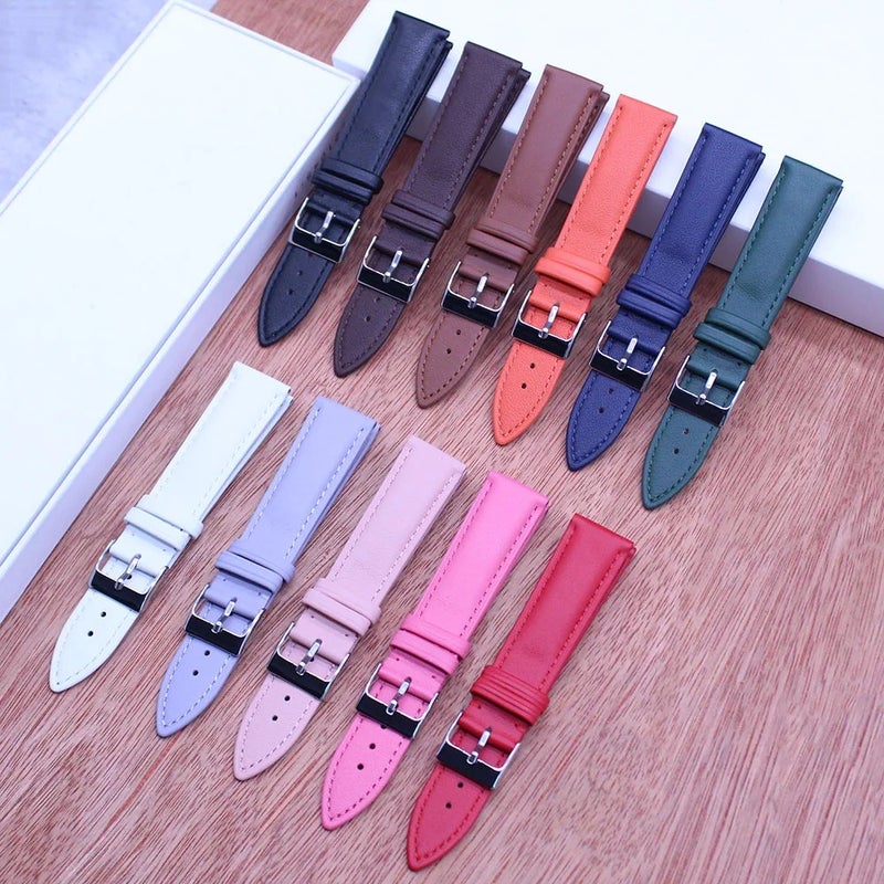Bluejw Replacement Interchangeable Calf Leather Watch Strap – Full Grain Smooth Plain Elegant Wrist Band to Replace the Watch Strap - Image 2