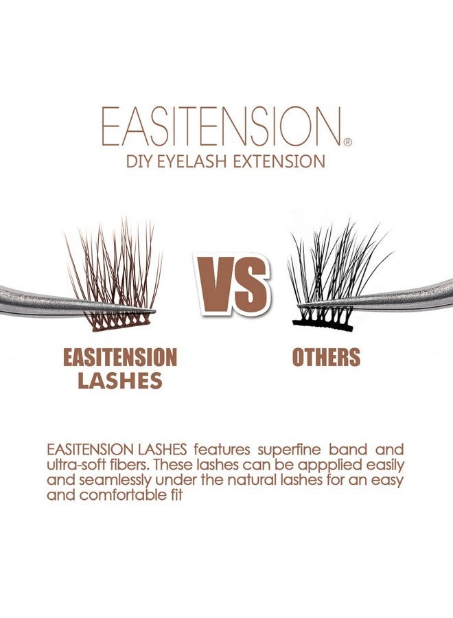 EASITENSION Diy Eyelash Extension, 3D Effect Individual Melt Flare Lash Cluster Natural Lashes Set, Home Eyelash Extension, Lashes Pack (16Mm-Amber) - Image 3