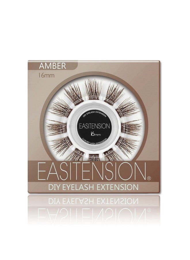 EASITENSION Diy Eyelash Extension, 3D Effect Individual Melt Flare Lash Cluster Natural Lashes Set, Home Eyelash Extension, Lashes Pack (16Mm-Amber) - Image 1