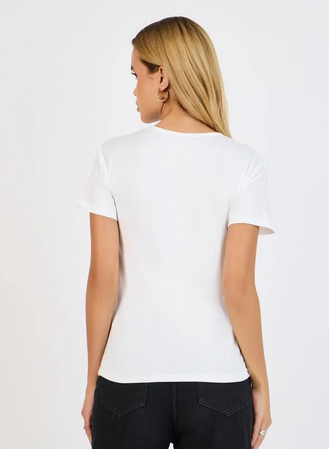 Styli Regular Fit Face Graphic Print T-Shirt