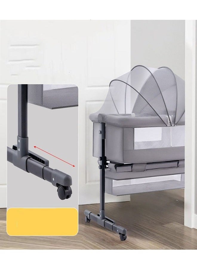 3 In 1 Portable Foldable Baby Rocking Bed For Travel With Adjustable Height, Breathable Mesh And Mattress, Dark Grey