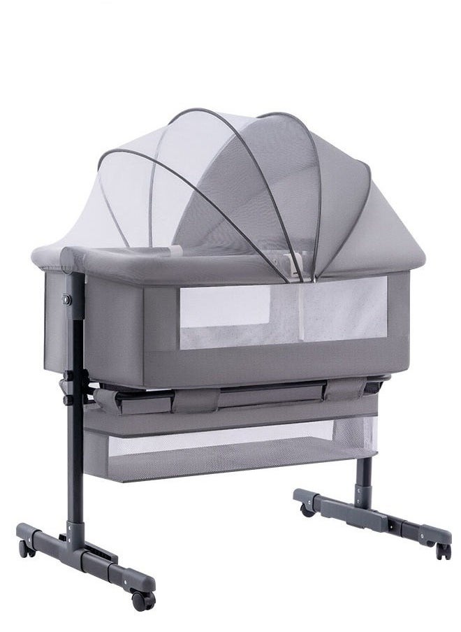 Arababy 3 In 1 Portable Foldable Baby Rocking Bed For Travel With Adjustable Height, Breathable Mesh And Mattress, Dark Grey  - Image 1