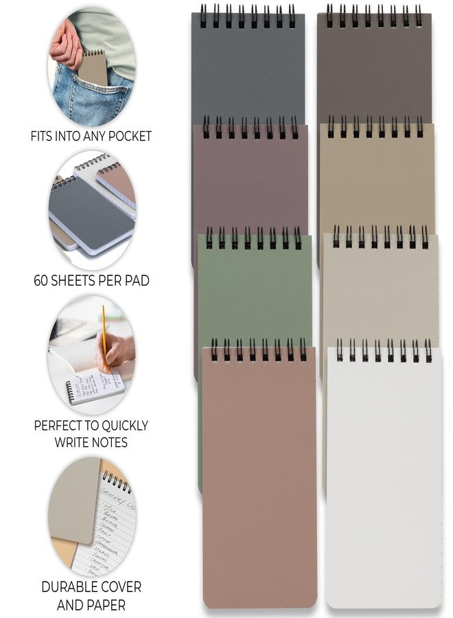 ZICOTO Aesthetic Pocket Notebooks Set Of 8 - Small 3x5 Spiral Notepads With Lined Pages - The Perfect Little Mini Note Pads to Stay Organized and Boost Productivity at Work or School - Image 2