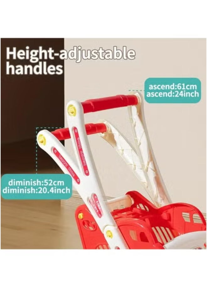 45 Piece Kids Shopping Cart Playset with Pretend Food and Accessories, Perfect for Ages 3+ for Pretend Play and Role Play Games (Red) - Image 2