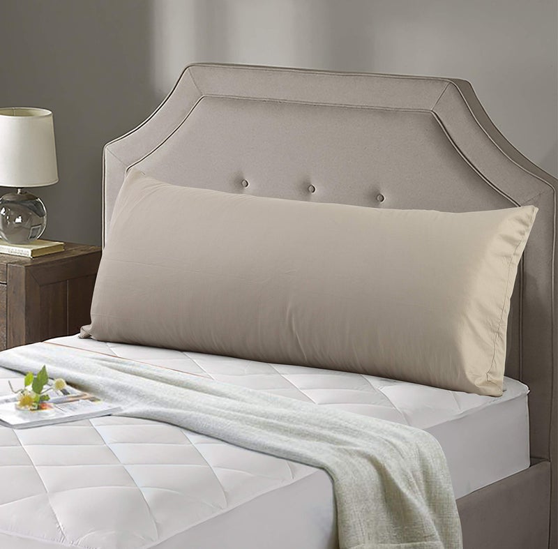 Evolive New 300TC Thread Count 100% Cotton Body Pillow Cover/Case Replacement with Hidden Zipper Closure 21"x54" (Taupe) - Image 1