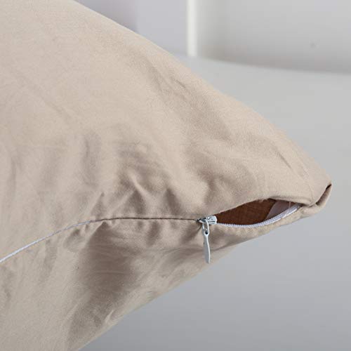 Evolive New 300TC Thread Count 100% Cotton Body Pillow Cover/Case Replacement with Hidden Zipper Closure 21"x54" (Taupe) - Image 3