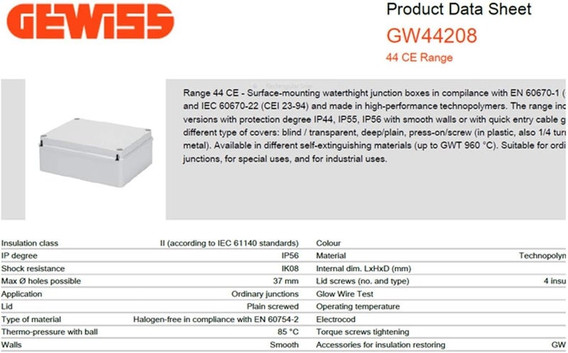 Gewiss GW44208 Junction Box with Screwed Lid - Image 2