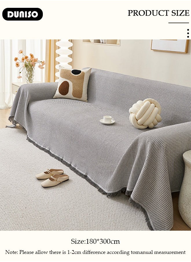 DUNISO Double Sided Couch Cover Sheet Blanket, Lightweight Knitted Throw Blankets with Tassels, Pet Couch Covers for Sofa, All Seasons Oversized Couch Cover Blanket  for Couch, Bed, Sofa  All Seasons  - Image 4