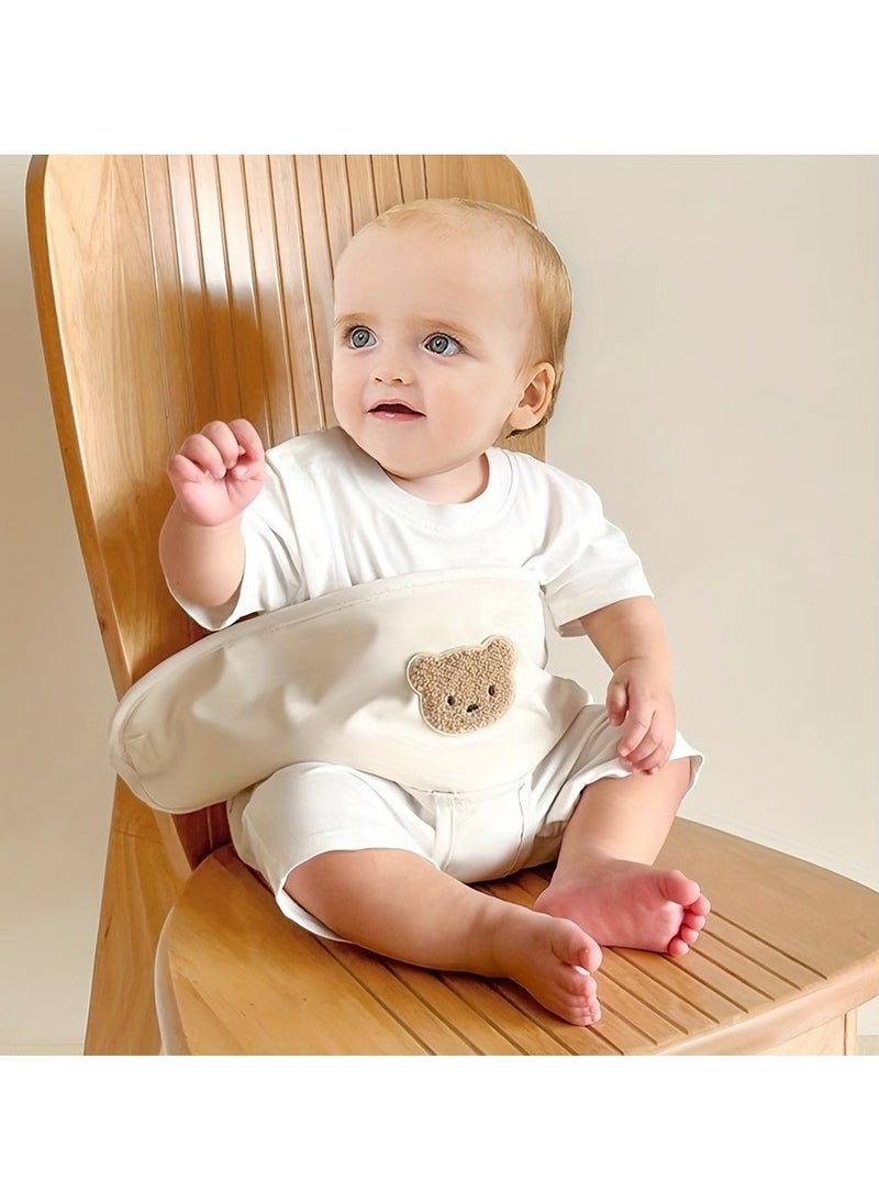 Generic Baby Portable High Chair Harness Seat for Toddler Feeding Safety Cloth Harness with Straps Belt 54cm (Khaki)  - Image 1