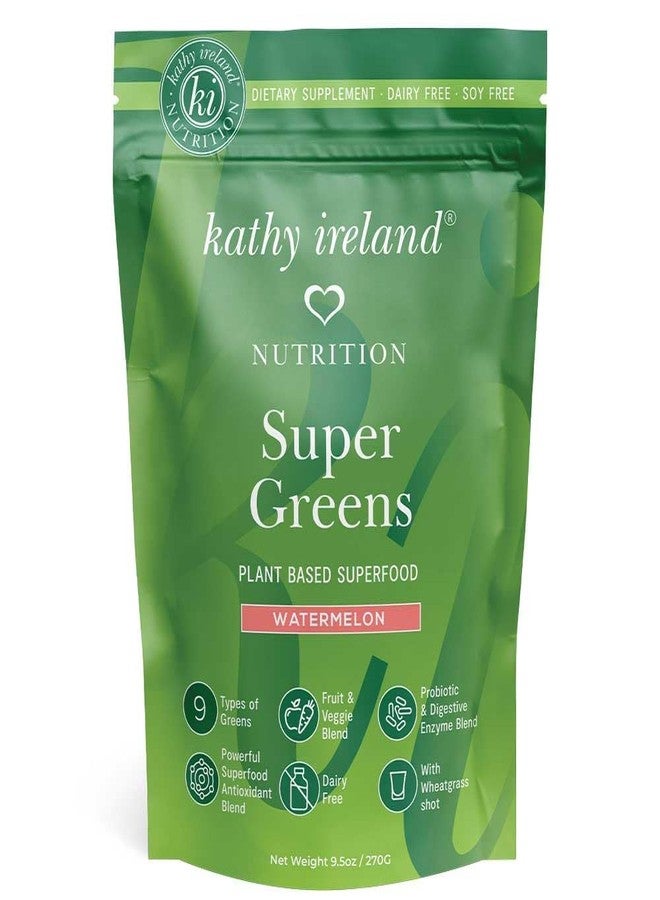 Kathy Ireland Nutrition Plant-Based Super Greens Powder, Watermelon, 9.5 oz - Image 1