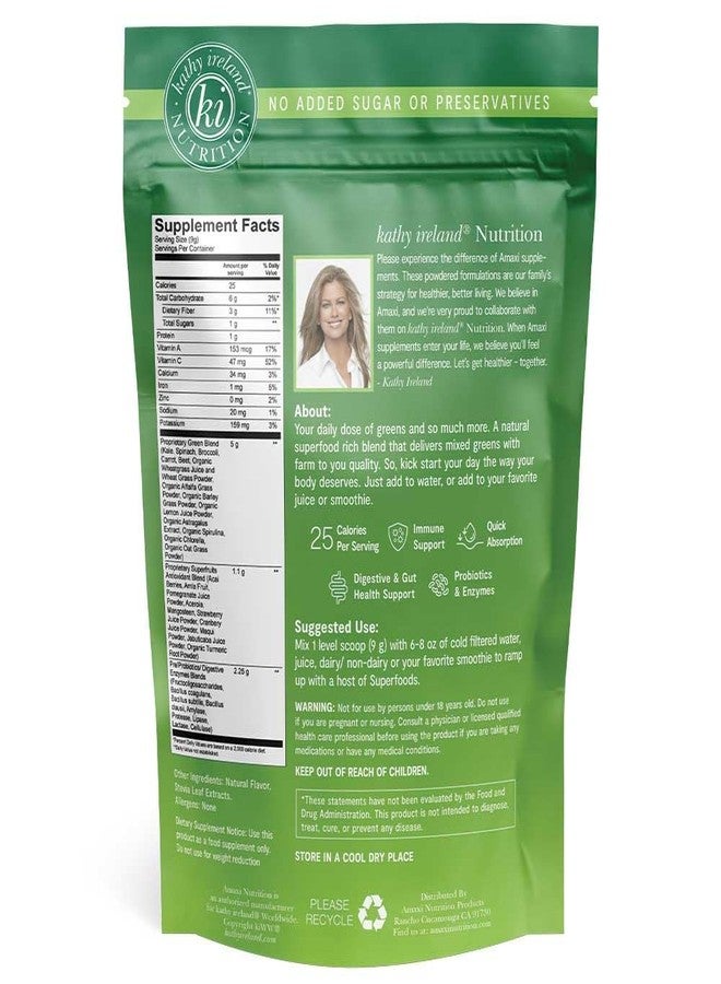 Kathy Ireland Nutrition Plant-Based Super Greens Powder, Watermelon, 9.5 oz - Image 2