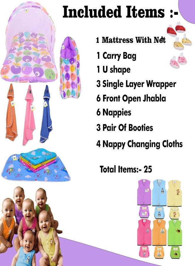 Toddylon New Born Baby Complete Daily Items Combo of Daily Essential Items in Single Packet Cotton Essentials Gift Set Hospital Bag | Maternity Kit for Baby | Pack of 25 Items (0-6 Months) (Purple) - Image 3